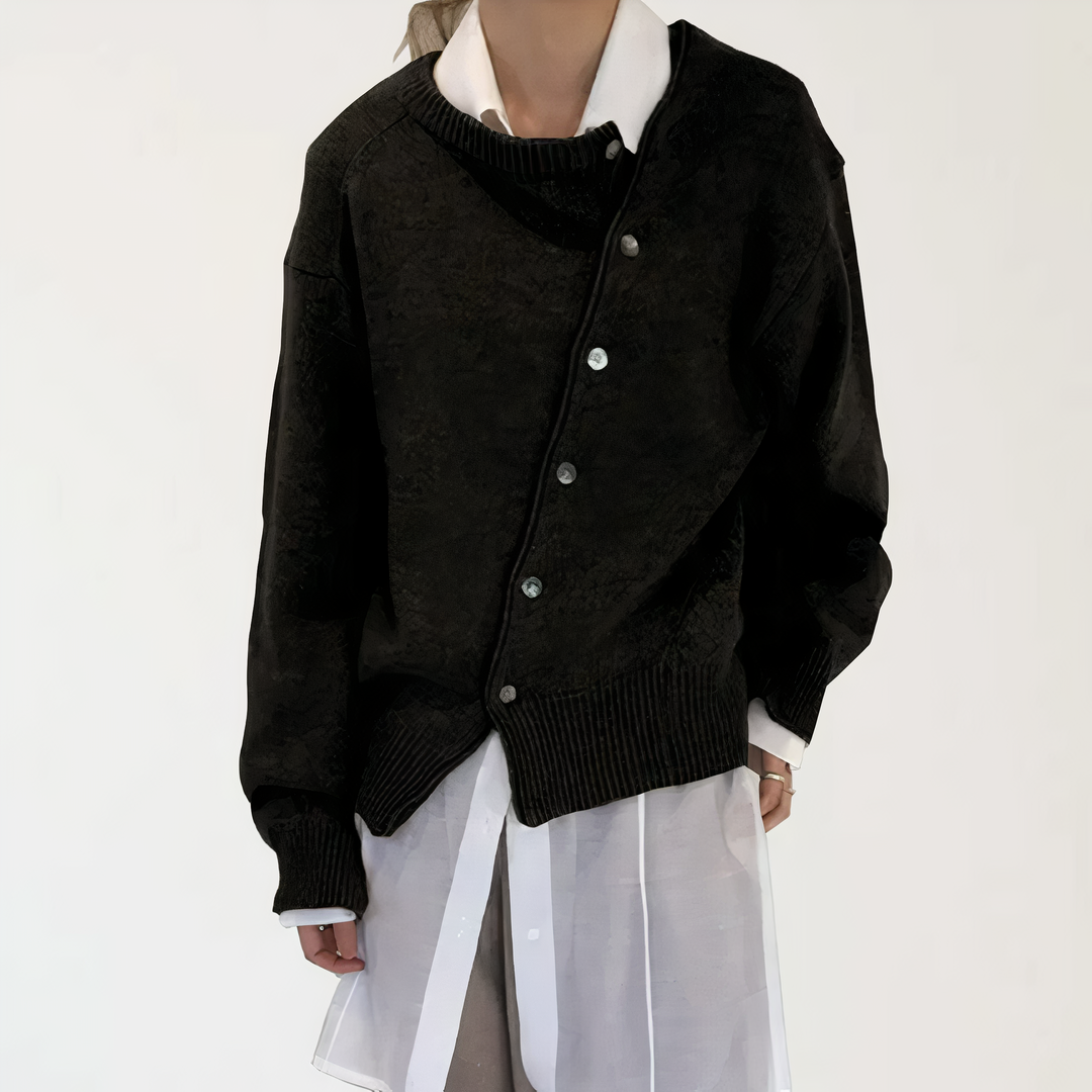 Éloria™ – Cardigan Asymétrique en Maille Élégante à Coupe Flatteuse