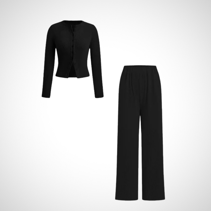 COLY™ – Ensemble Confort Boutonné Haut Manches Longues & Pantalon
