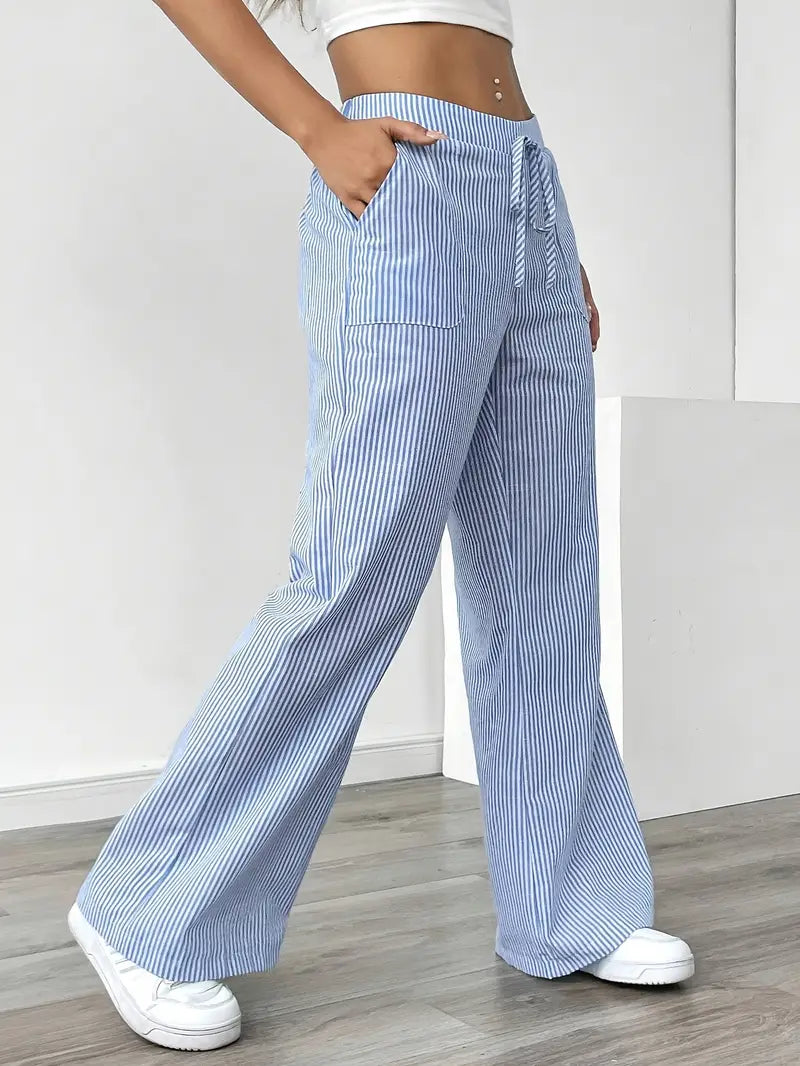 Elise™ Pantalon Rayé Décontracté