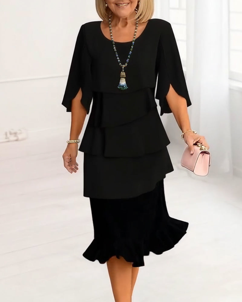 Charlotte™ | Robe midi élégante à manches fendues