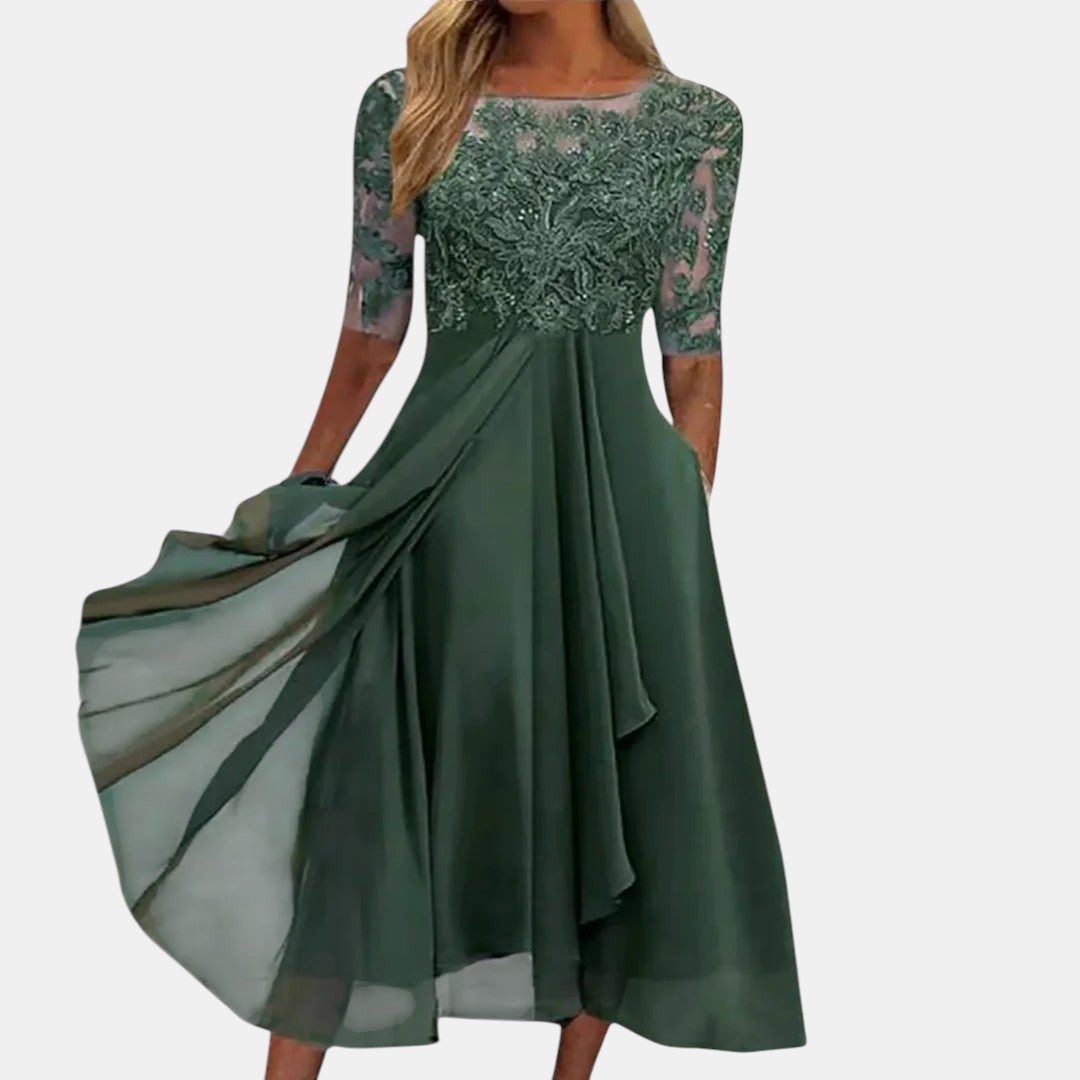 Maria - Elegant Lace Midi Dress
