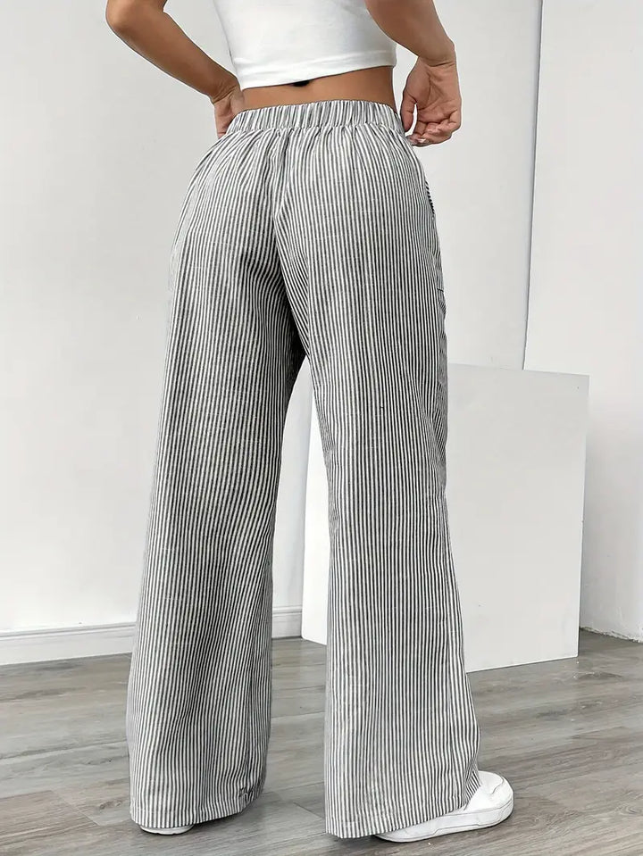 Elise™ Pantalon Rayé Décontracté