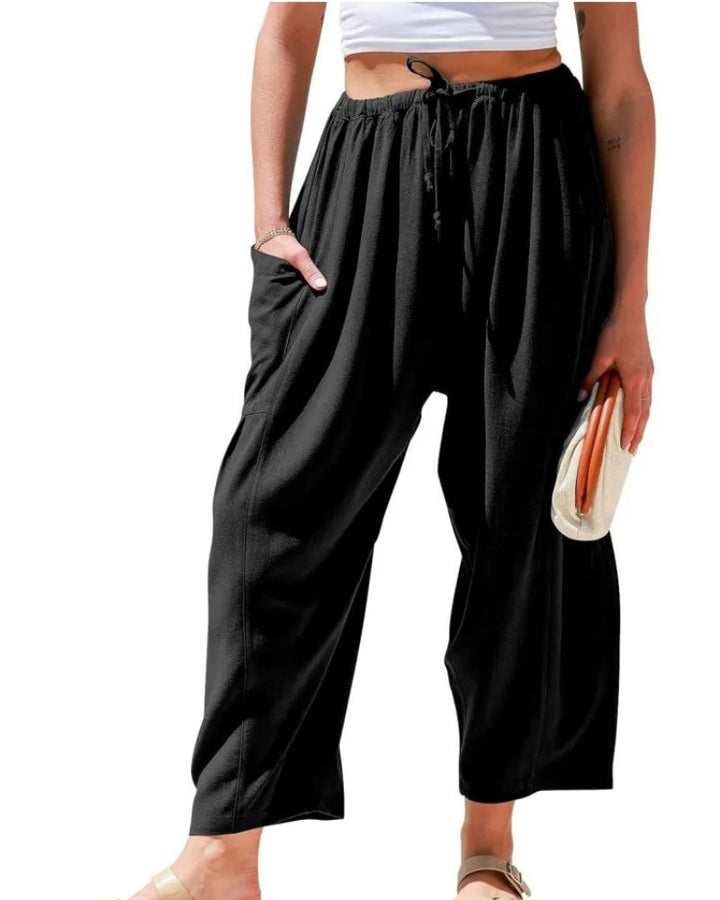 SIBANA - PANTALONS EN LIN À JAMBES LARGES