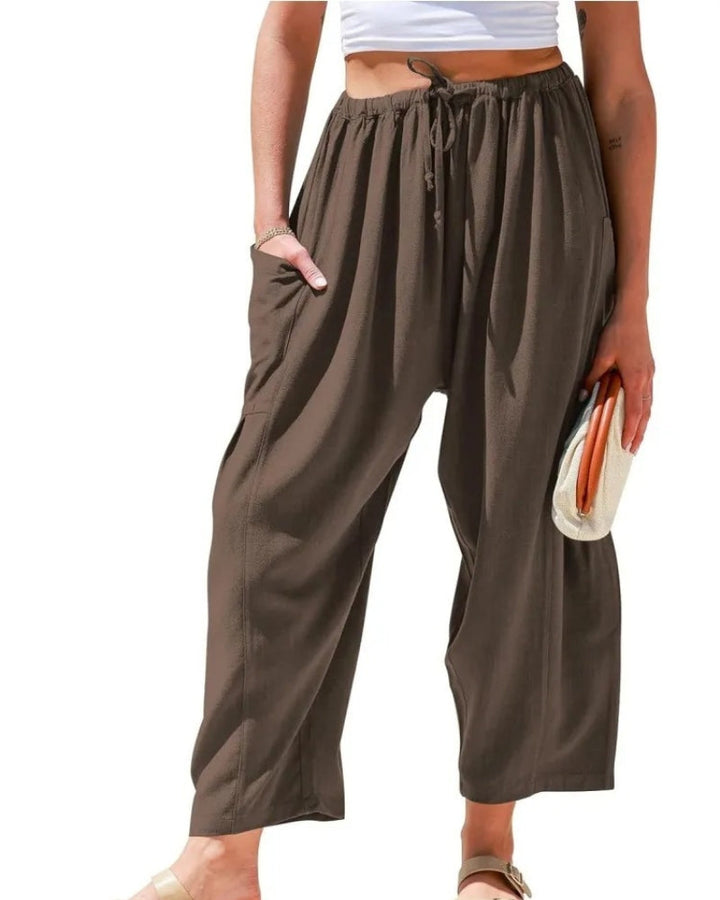 SIBANA - PANTALONS EN LIN À JAMBES LARGES