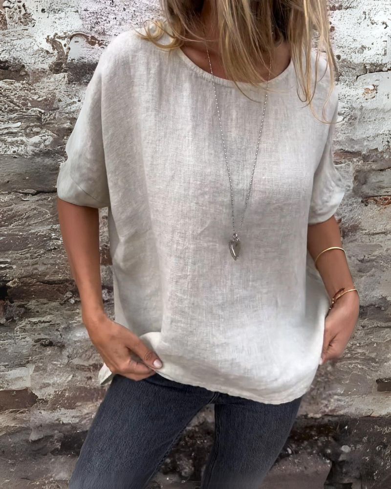 BAUA | T-shirt en coton et lin à col rond