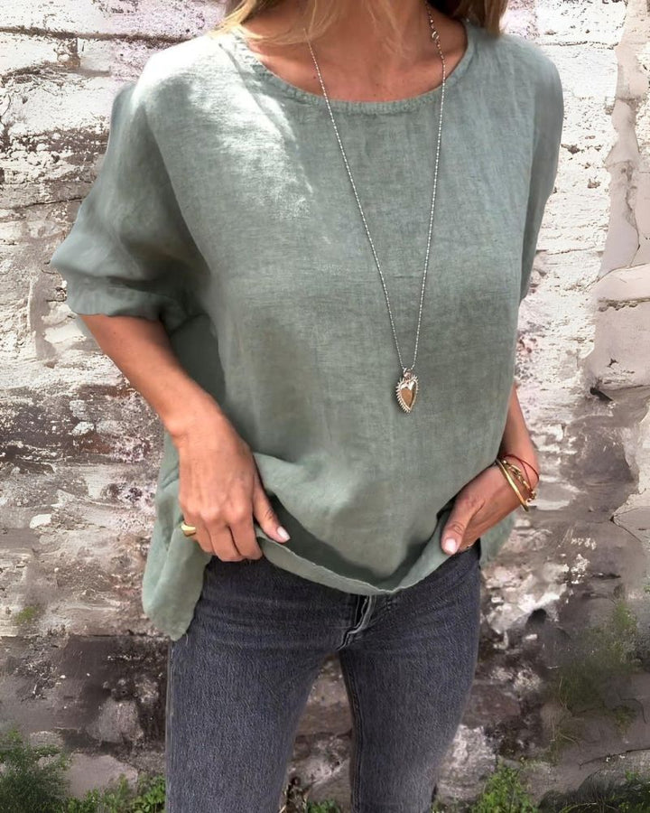BAUA | T-shirt en coton et lin à col rond