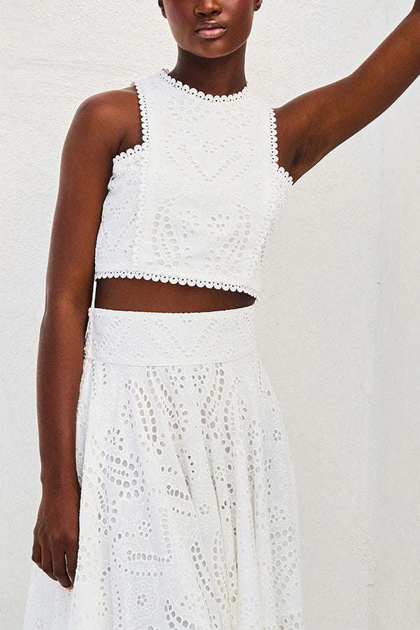 Ensemble Larissa™ Haut Brodé & Jupe Maxi Taille Haute | Élégant Ensemble Deux Pièces
