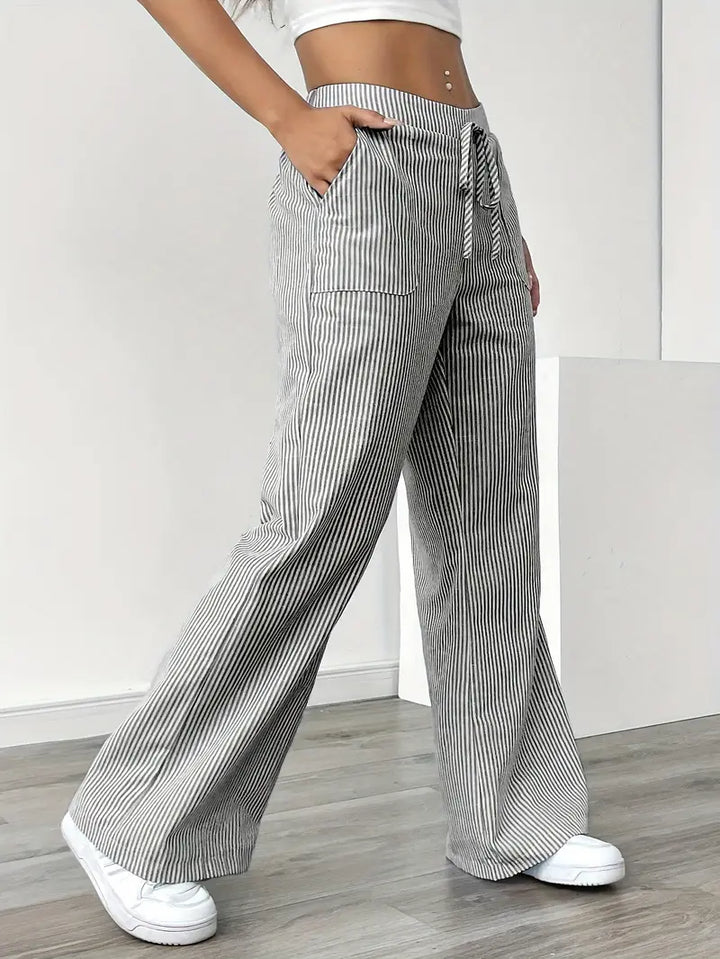 Elise™ Pantalon Rayé Décontracté