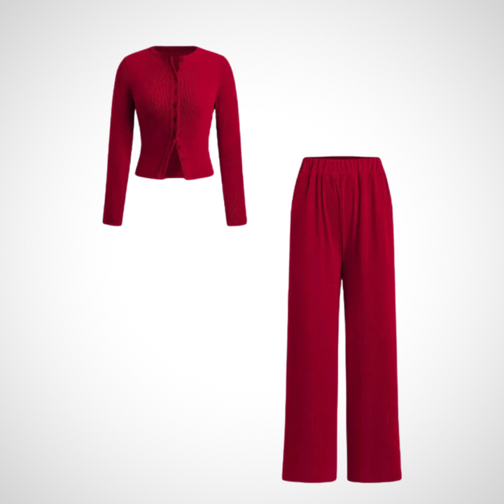 COLY™ – Ensemble Confort Boutonné Haut Manches Longues & Pantalon