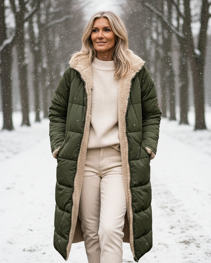Isaline™ | Manteau d’Hiver Sherpa Réversible