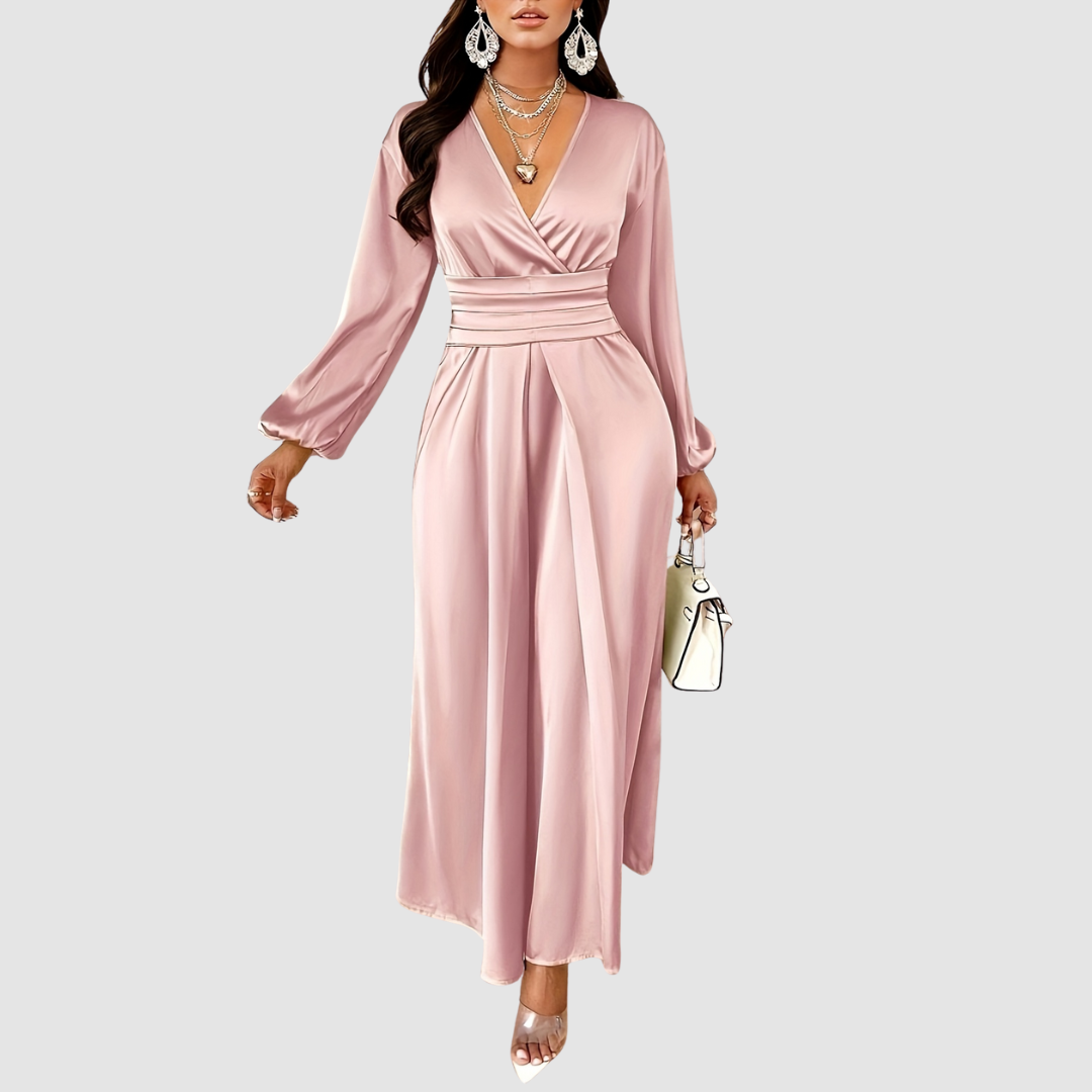 Eleanor Bloom - Pleated Satin Maxi Dress