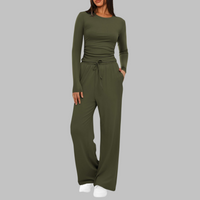 BELLE™ - Casual Long Sleeve Top and Wide Leg Pants Set