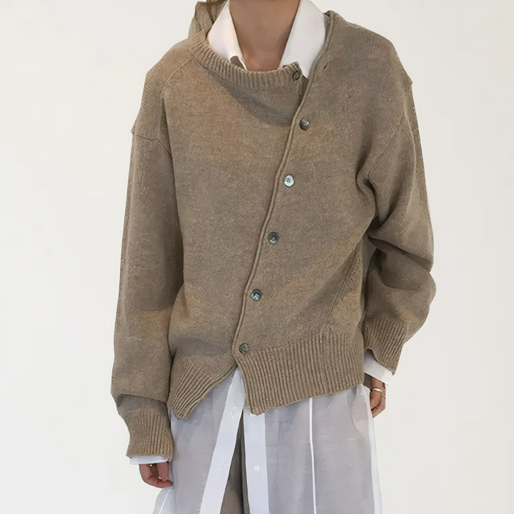 Éloria™ – Cardigan Asymétrique en Maille Élégante à Coupe Flatteuse