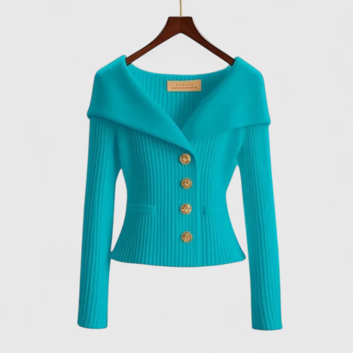 KARIS™ – Veste en Maille Boutonnée Épaules Dénudées
