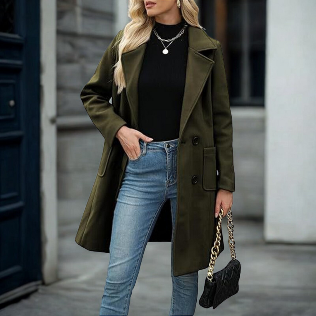 DEMI™ – Manteau Décontracté Mi-Long à Boutonnage Ouvert