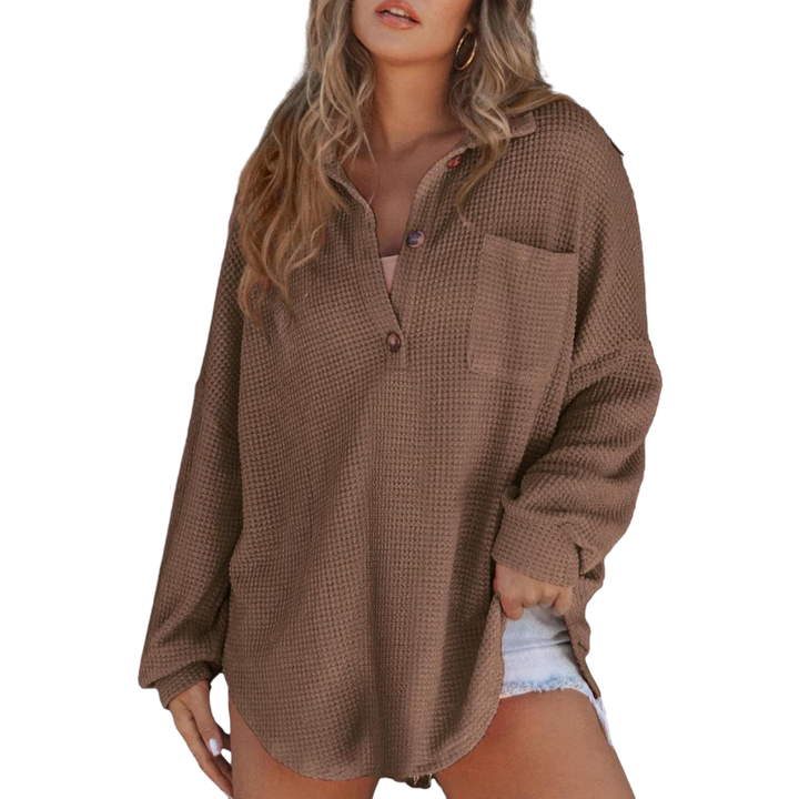 KATHRYN™ – Blouse tunique légère à boutons et décolleté en V décontractée