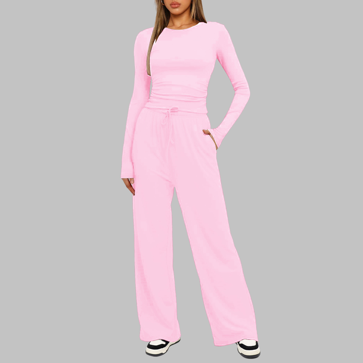 JANNY™ | Ensemble Décontracté Haut Manches Longues & Pantalon Large