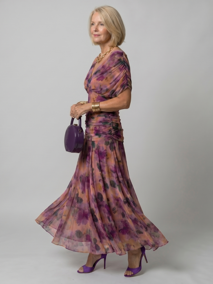 Calen | Flowing Off Shoulder Midi Dress