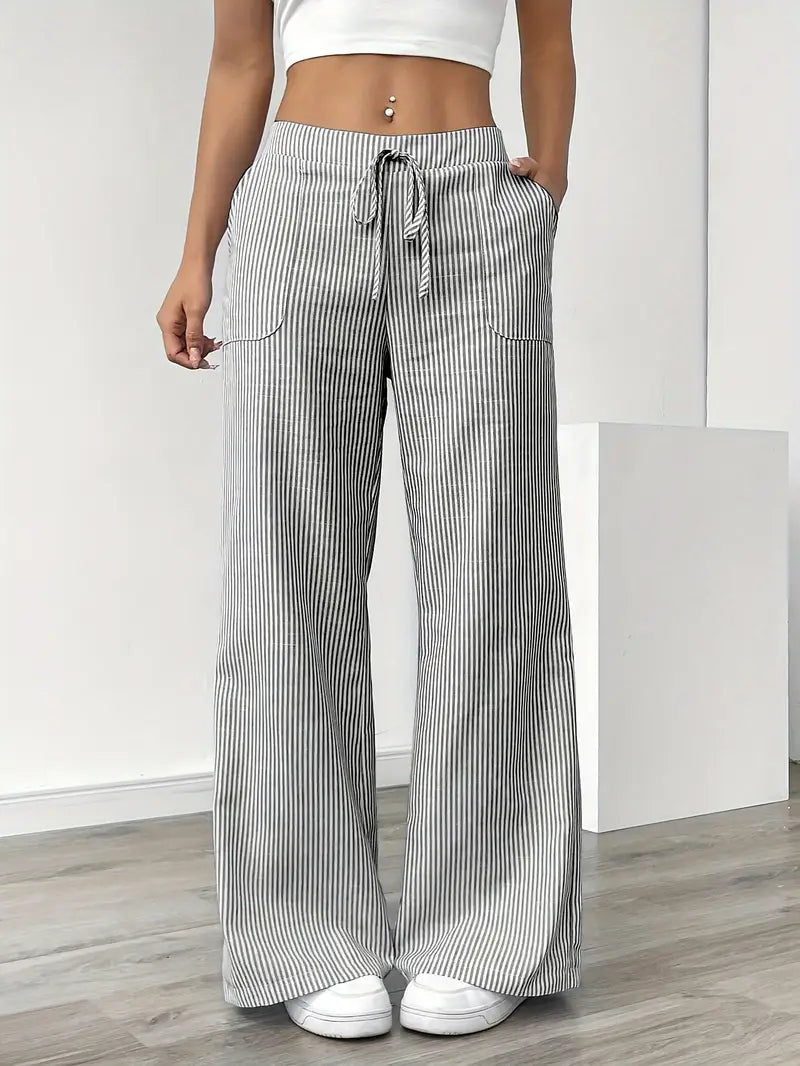 Elise™ Pantalon Rayé Décontracté