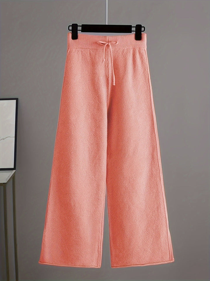 Ensemble de Loungewear Tricoté Douillet Emily™ | Pull Détendu et Pantalon à Jambes Amples