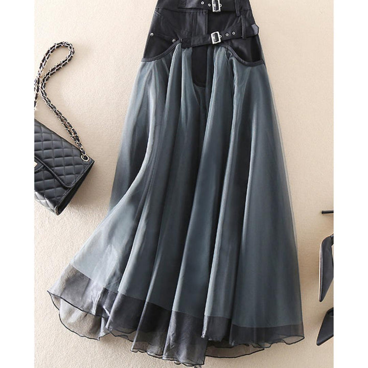 Jupe Midi en Tulle Superposé | Détail de Boucle à la Taille | Superposition Transparente