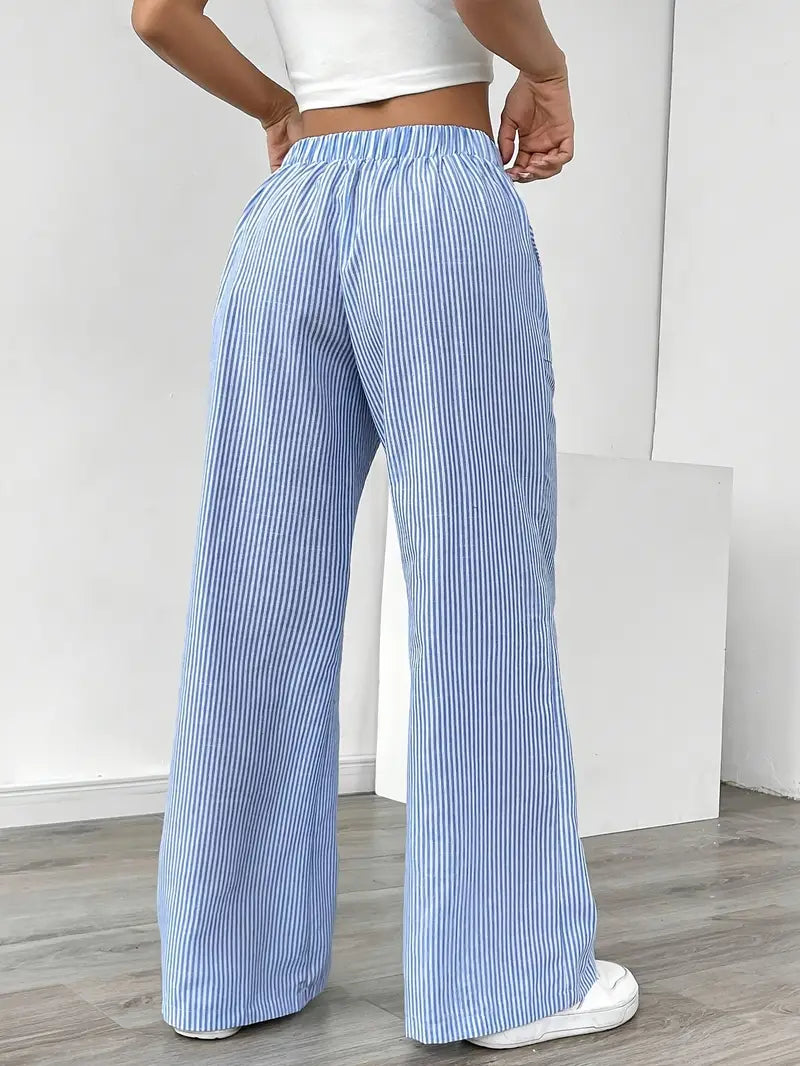 Elise™ Pantalon Rayé Décontracté