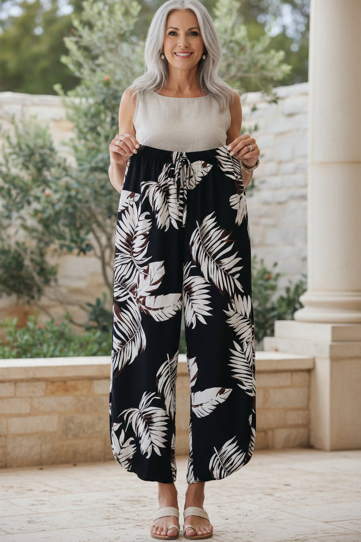LINDE - LEAF PRINT SUMMER PANTS
