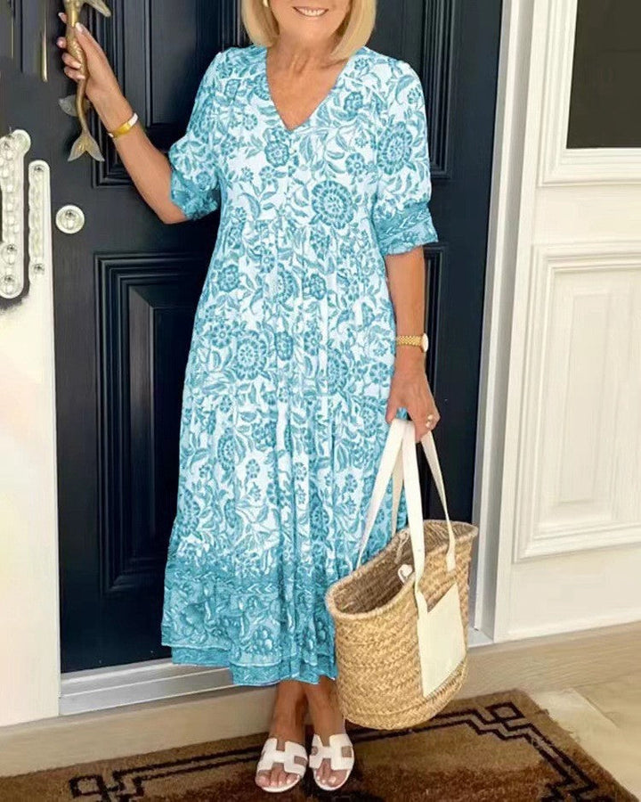 Keisha™ | Robe florale élégante à col en V et allure gracieuse
