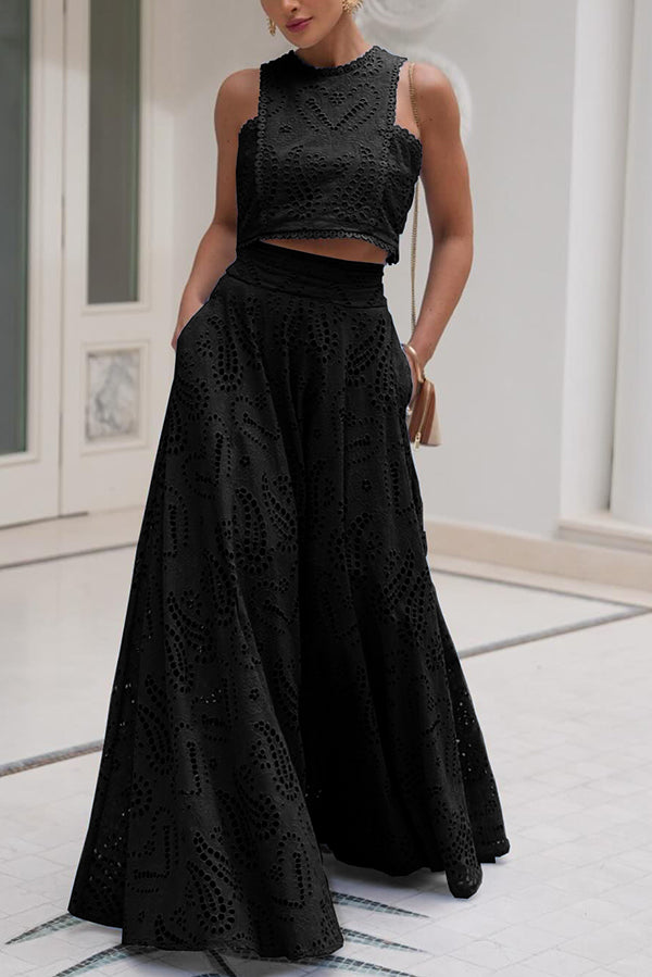 Ensemble Larissa™ Haut Brodé & Jupe Maxi Taille Haute | Élégant Ensemble Deux Pièces