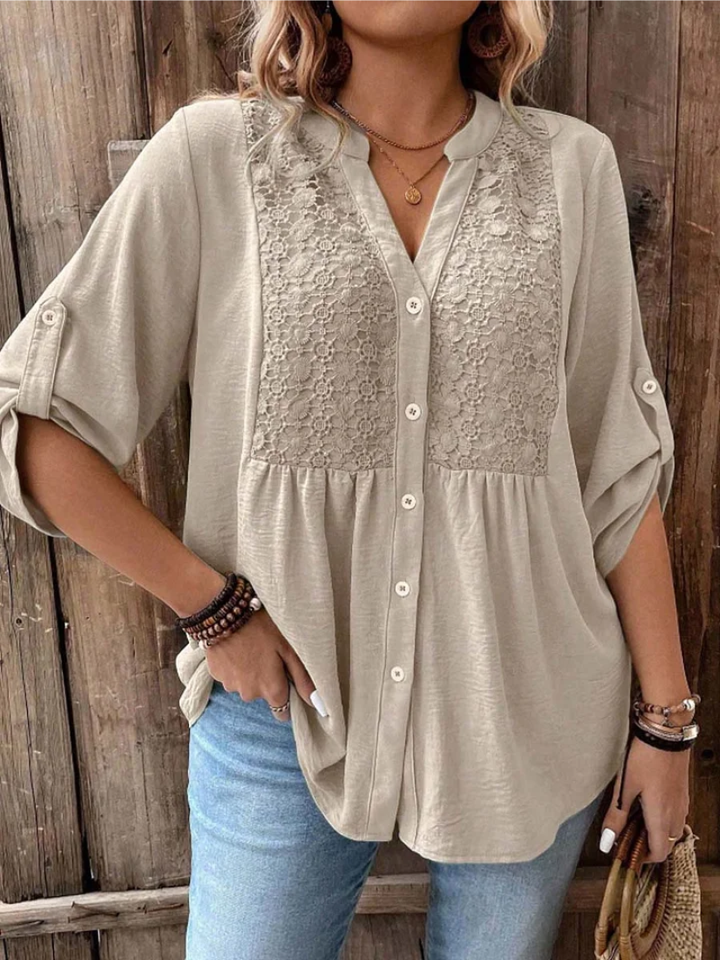 Noor – Blouse avec décolleté en V et boutons