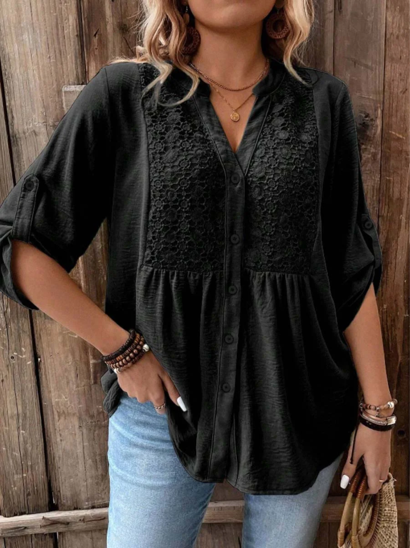 Noor – Blouse avec décolleté en V et boutons