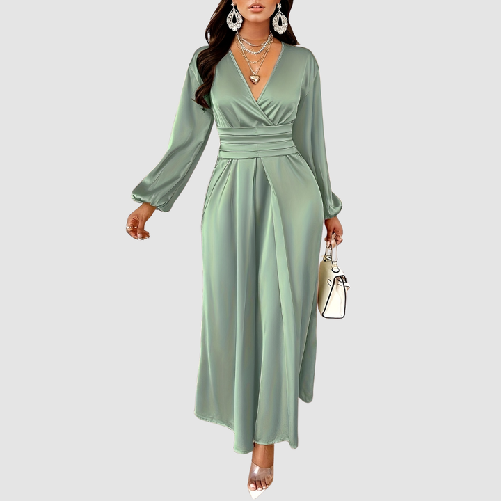 Eleanor Bloom - Pleated Satin Maxi Dress