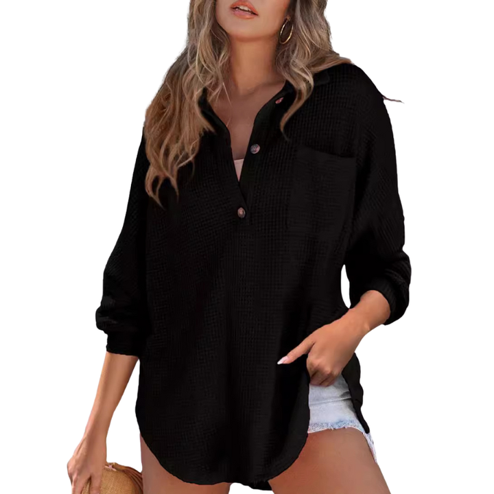 KATHRYN™ – Blouse tunique légère à boutons et décolleté en V décontractée