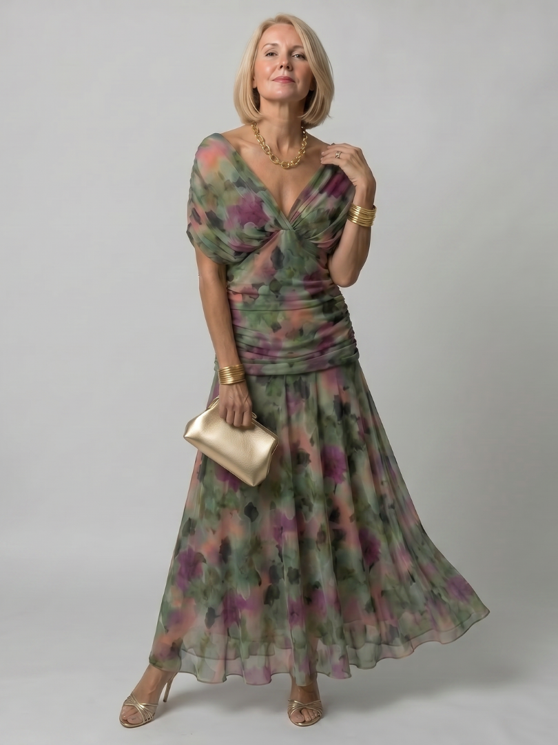 Calen | Flowing Off Shoulder Midi Dress