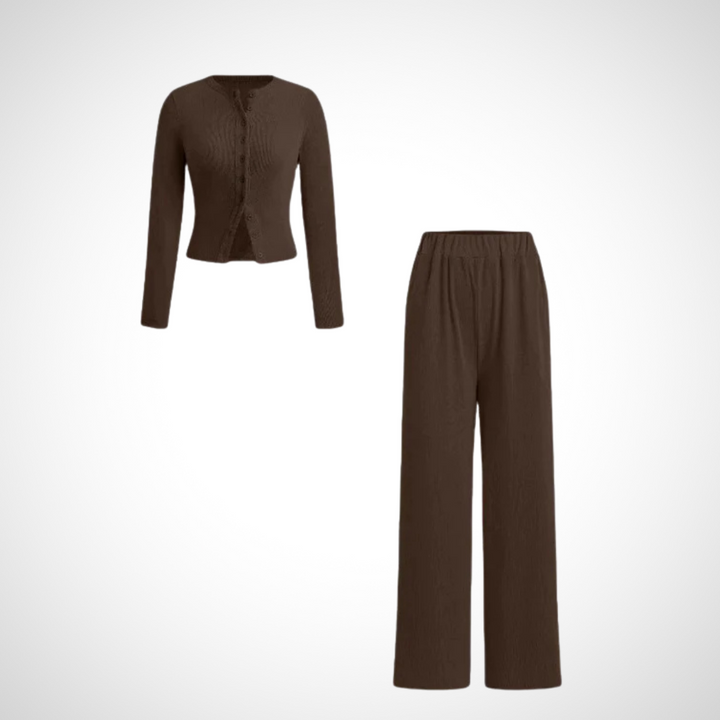 COLY™ – Ensemble Confort Boutonné Haut Manches Longues & Pantalon
