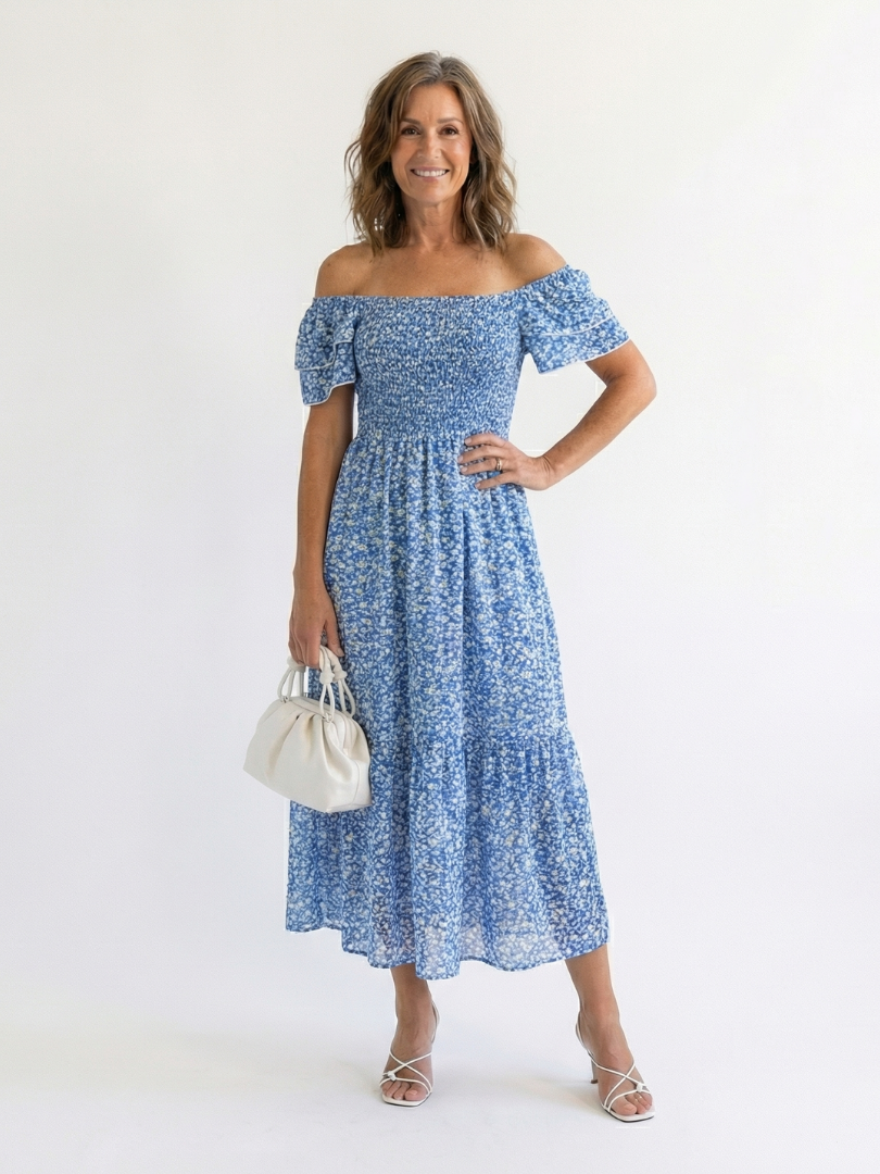 Odette | Smocked Off-Shoulder Midi Dress