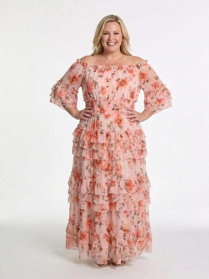 Rosalie | Floral Luxe Tummy Covering Maxi Dress
