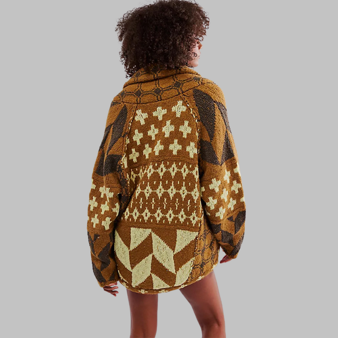 PORTIA™ – Cardigan Oversize Vintage à Boutons avec Col et Manches Longues