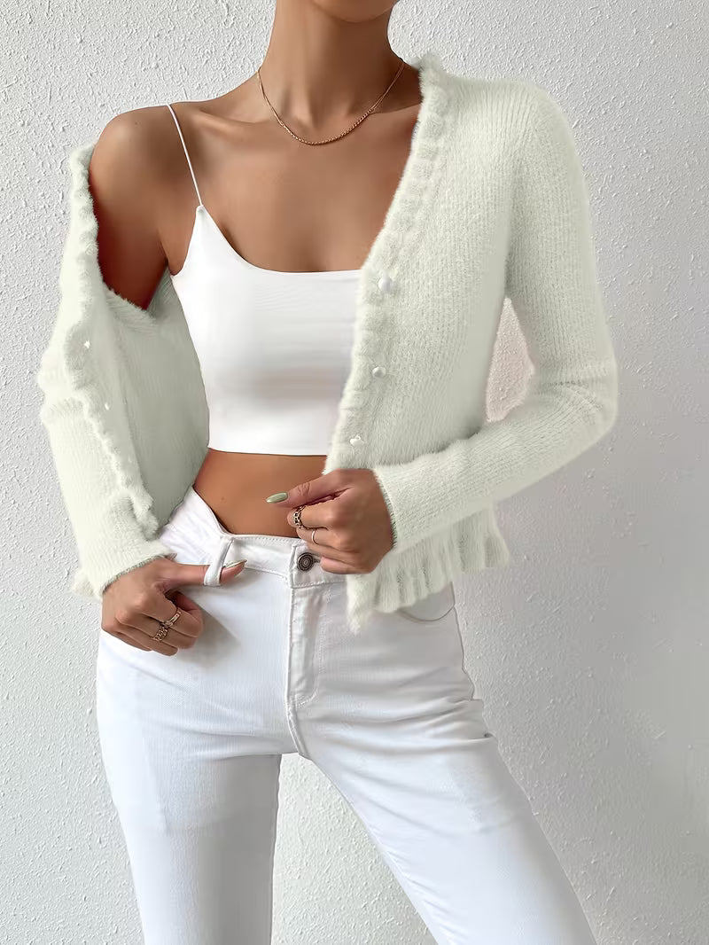 CLARISSE™ | Pull Élégant à Col V Boutonné