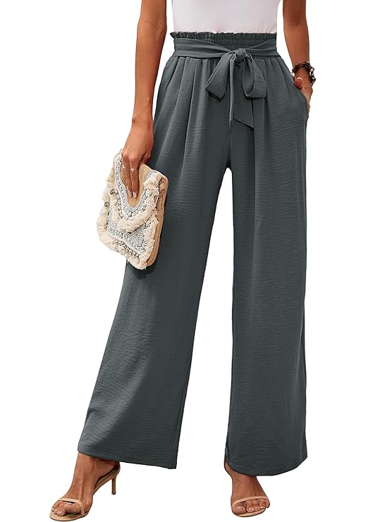 Lina™ – Pantalon large taille haute à ceinture nouée doux et élégant