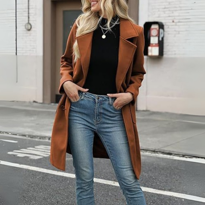 DEMI™ – Manteau Décontracté Mi-Long à Boutonnage Ouvert