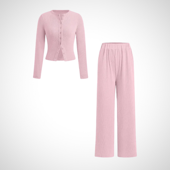 COLY™ – Ensemble Confort Boutonné Haut Manches Longues & Pantalon