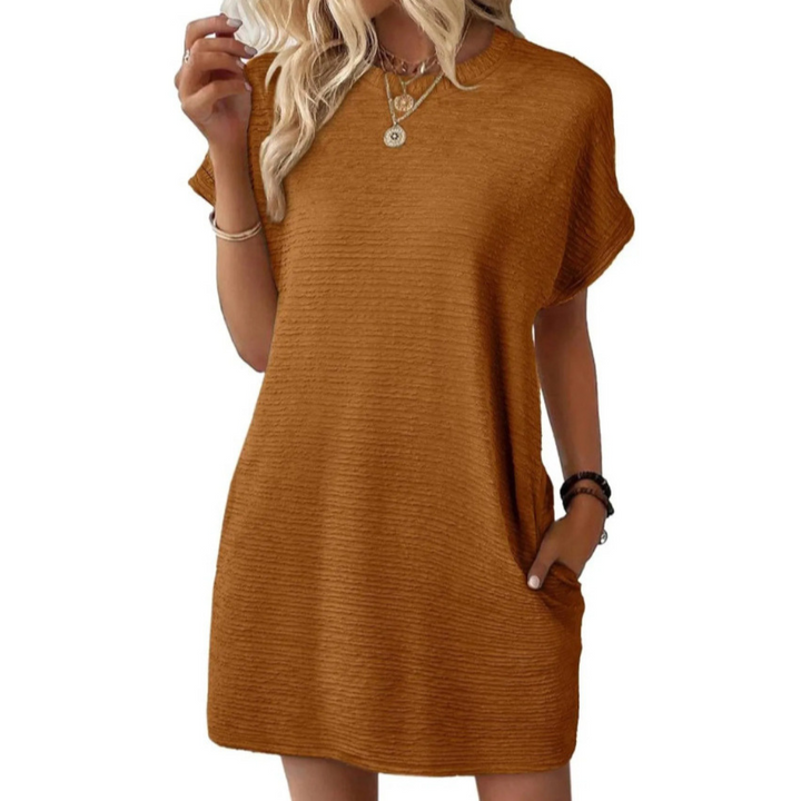 EVASHA™ – Robe d'été décontractée minimaliste à encolure ronde