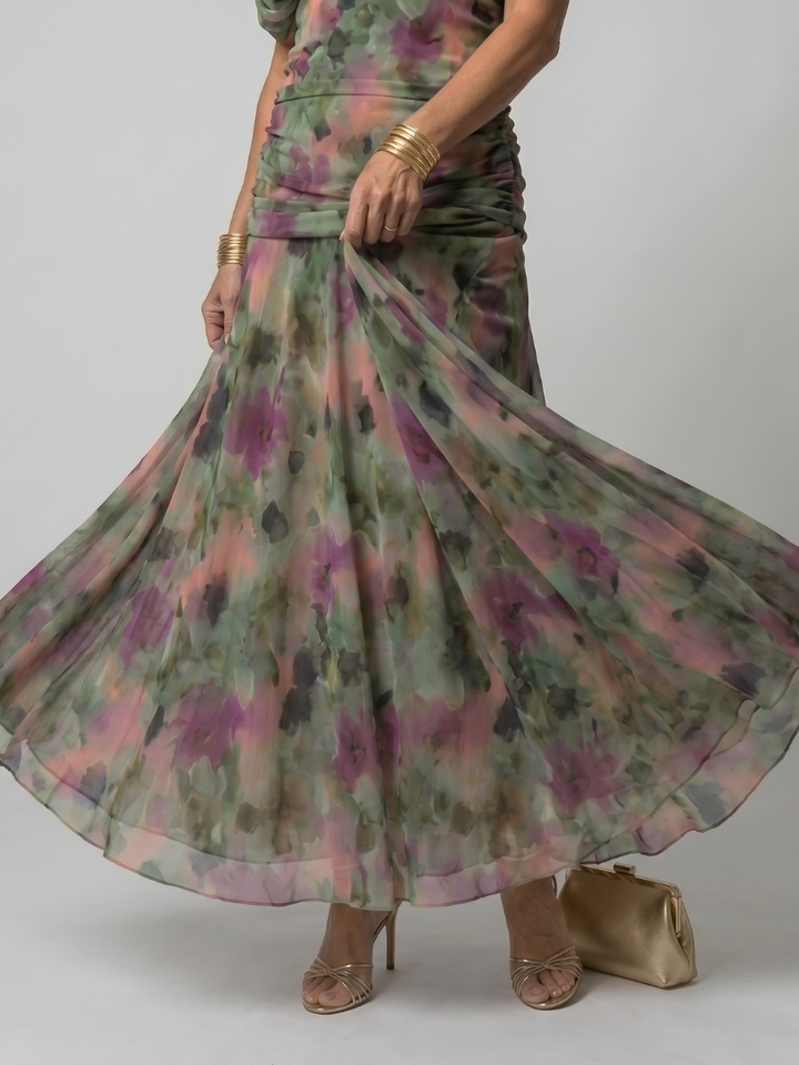 Calen | Flowing Off Shoulder Midi Dress