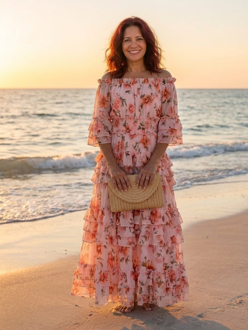 Rosalie | Floral Luxe Tummy Covering Maxi Dress
