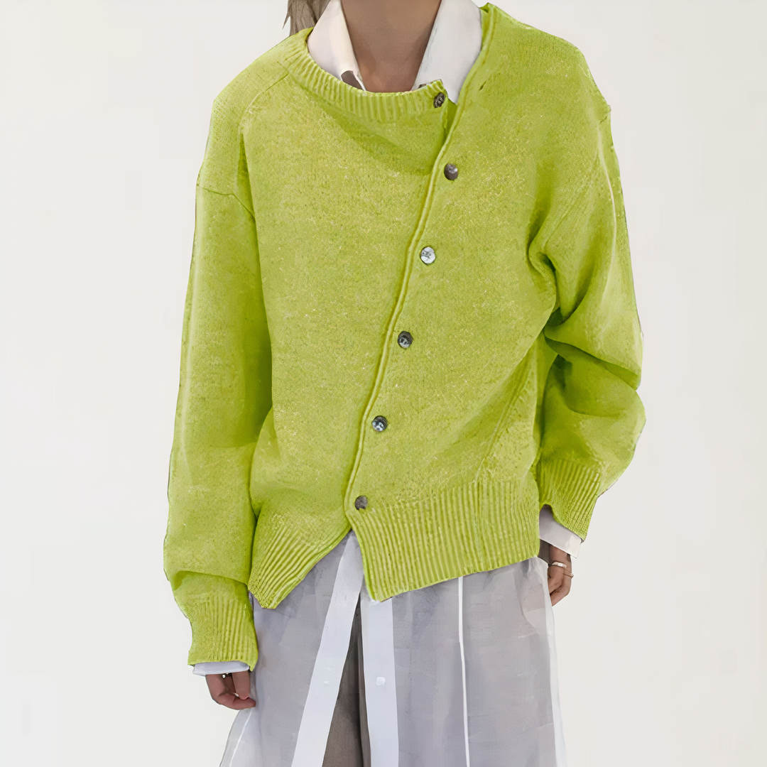 Éloria™ – Cardigan Asymétrique en Maille Élégante à Coupe Flatteuse