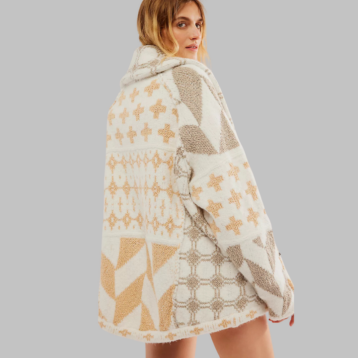 PORTIA™ – Cardigan Oversize Vintage à Boutons avec Col et Manches Longues