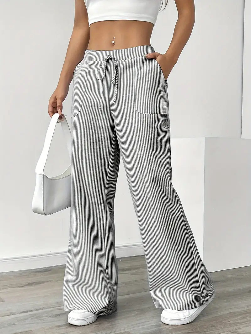 Elise™ Pantalon Rayé Décontracté