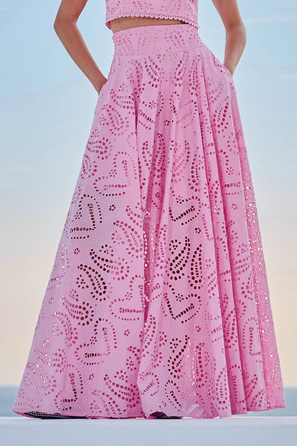 Ensemble Larissa™ Haut Brodé & Jupe Maxi Taille Haute | Élégant Ensemble Deux Pièces