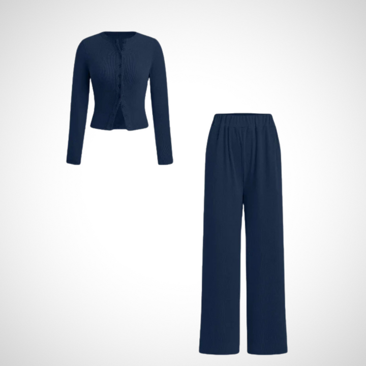 COLY™ – Ensemble Confort Boutonné Haut Manches Longues & Pantalon
